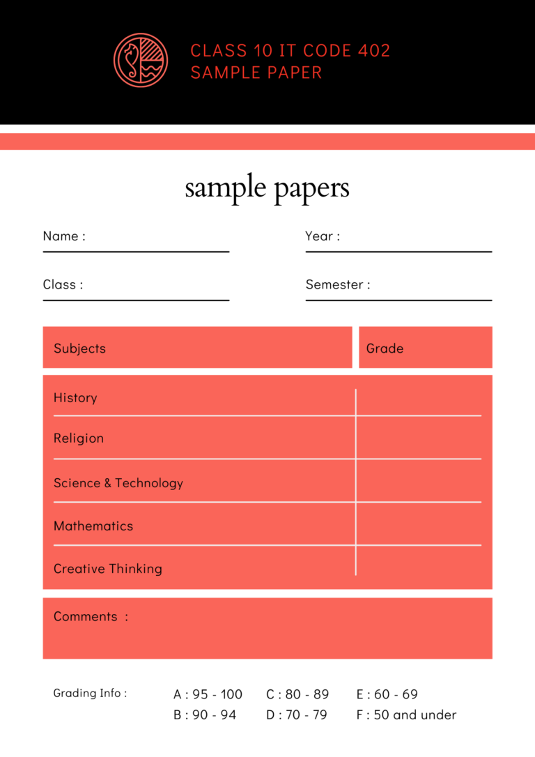 CLASS 10 IT CODE 402 SAMPLE PAPER